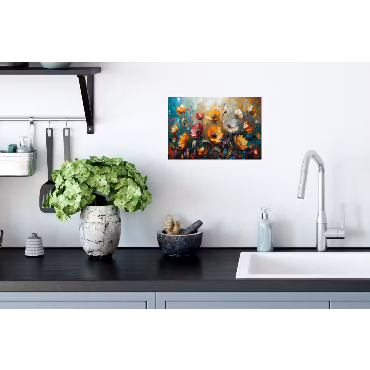 Watercolor - Bloemen - Kunst - Modern Muursticker klein -keuken