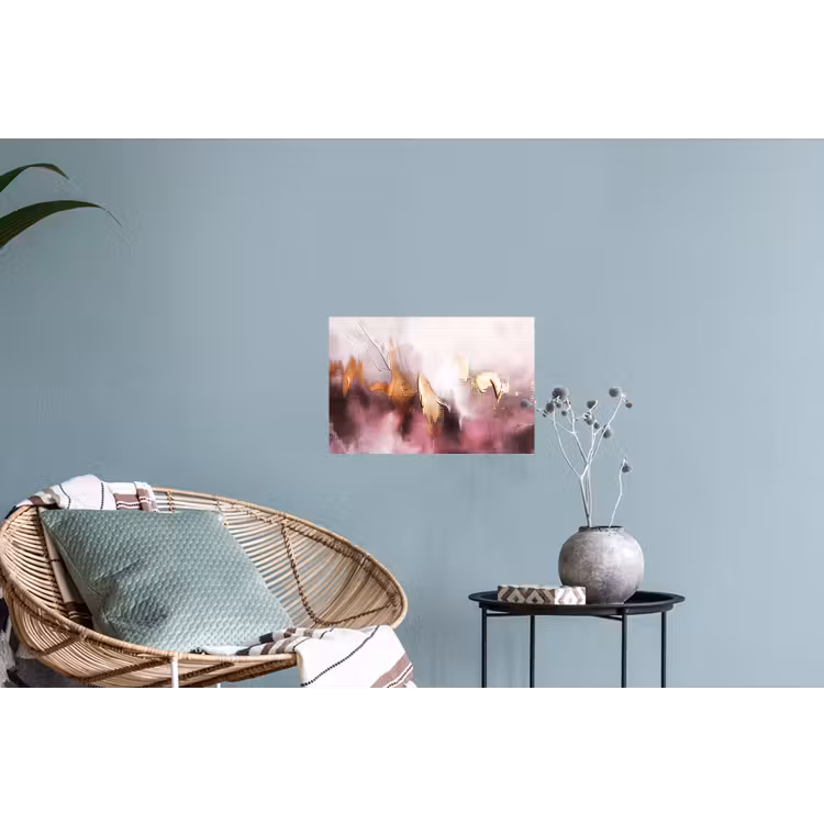 Watercolor - Goud - Roze - Abstract - Kunst Muursticker klein -plant
