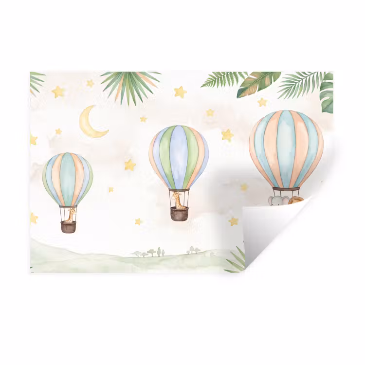 Aquarel - Luchtballonnen - Pastel Muursticker klein -3d