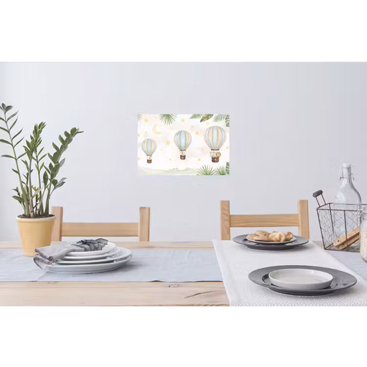 Aquarel - Luchtballonnen - Pastel Muursticker klein -eettafel