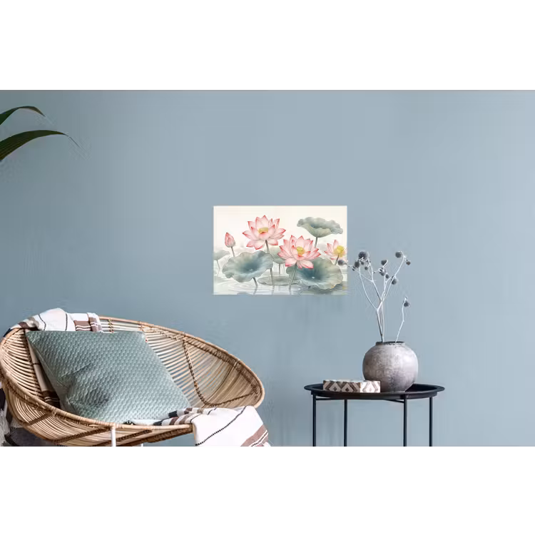 Aquarel - Lotusbloemen - Kleurrijk Muursticker klein -plant