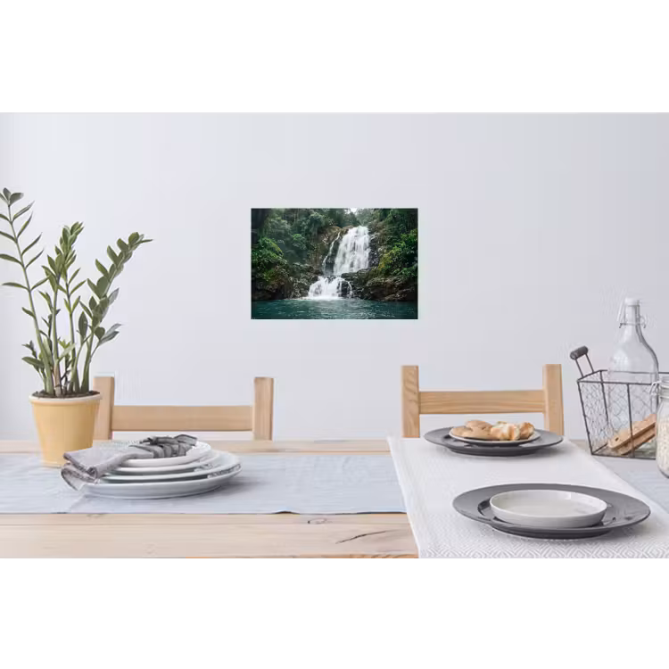 Waterval - Bos - Natuur - Groen Muursticker klein -eettafel