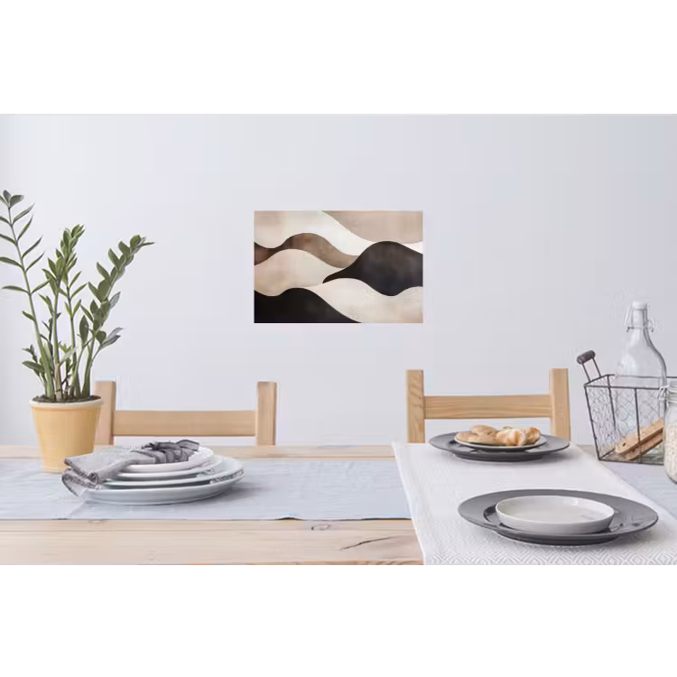 Golven - Abstract - Beige Muursticker klein -eettafel