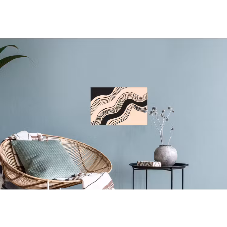 Golven - Zwart - Zandkleur Muursticker klein -plant