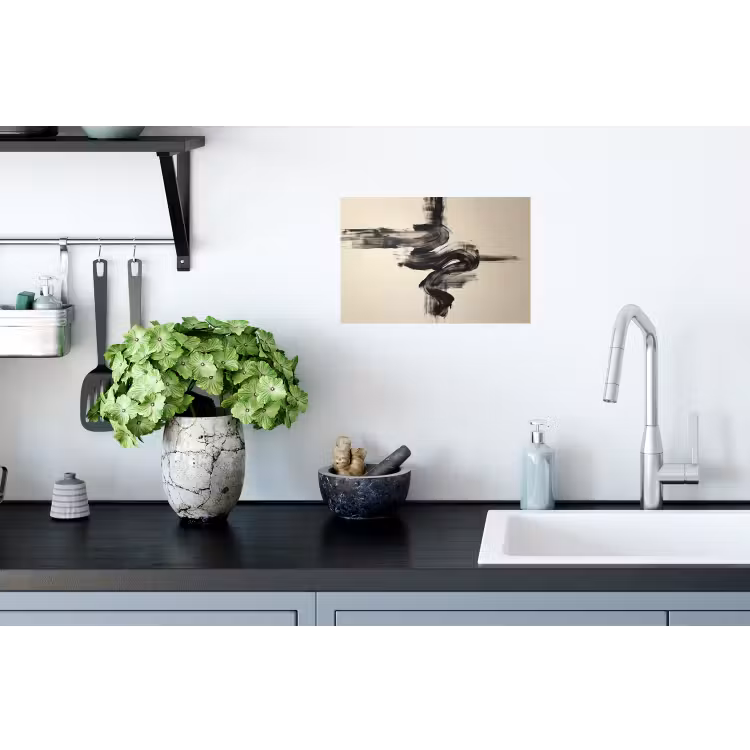 Golven - Penseelstreken - Beige - Minimalistisch Muursticker klein -keuken