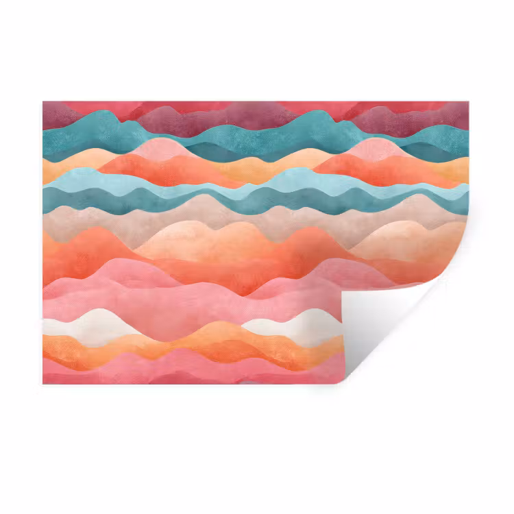 Golven - Kleurrijk - Abstract Muursticker klein -3d