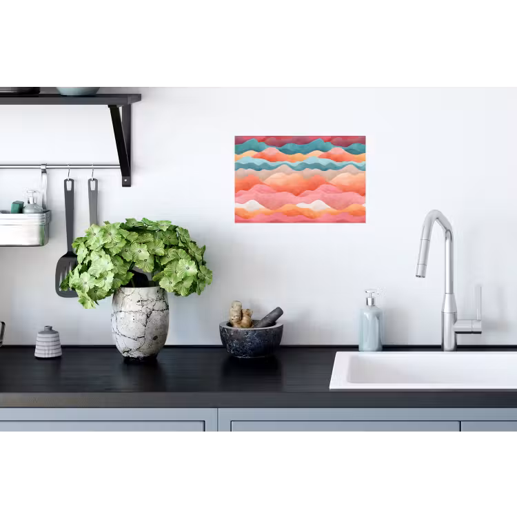Golven - Kleurrijk - Abstract Muursticker klein -keuken