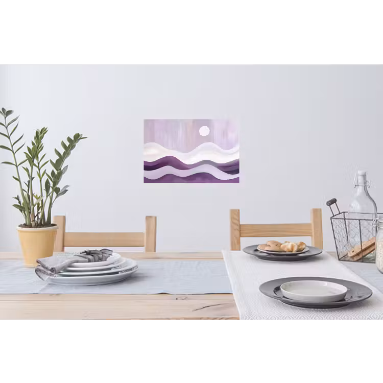 Golven - Heuvels - Abstract - Paars Muursticker klein -eettafel