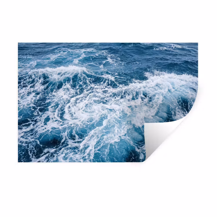 Golven - Oceaan - Blauw Muursticker klein -3d