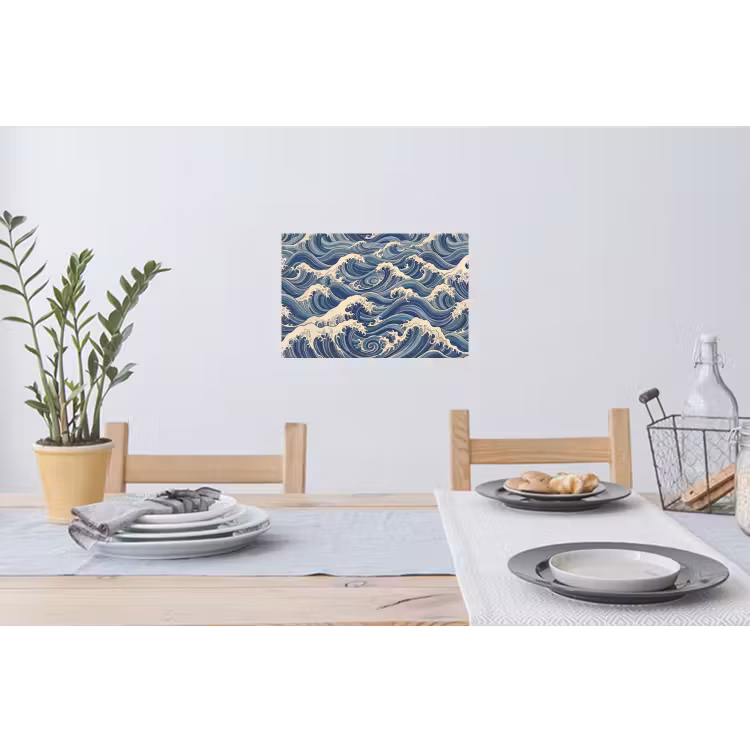 Golven - Zee - Natuur - Abstract - Blauw Muursticker klein -eettafel