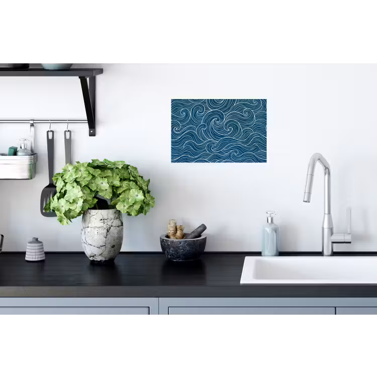 Golven - Spiraal - Water - Abstract - Blauw Muursticker klein -keuken