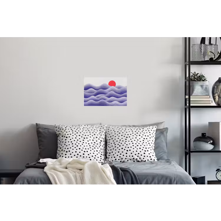 Golven - Zon - Natuur - Abstract - Rood Muursticker klein -slaapkamer