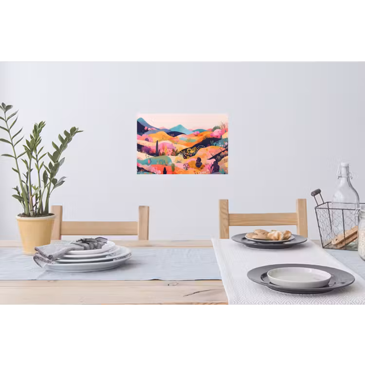 Golvende heuvels - Abstracte planten - Dromerig Muursticker klein -eettafel