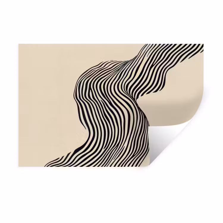 Golvend - Lijnen - Abstract - Silhouet Muursticker klein -3d