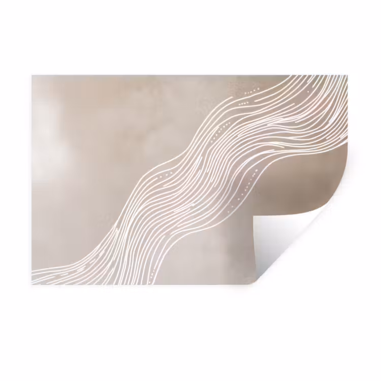 Golvende lijnen - Vloeiend - Zandkleurig Muursticker klein -3d