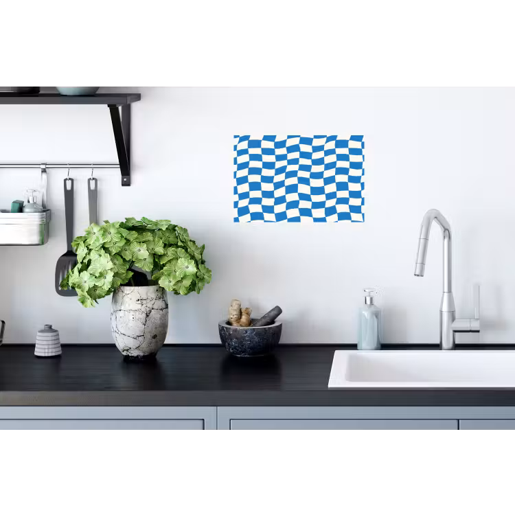 Golvend - Patroon - Blauw Muursticker klein 286 -keuken