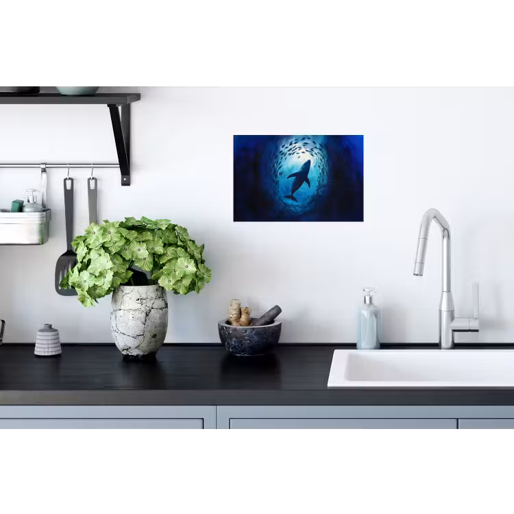 Walvis - Vissen - Donkerblauw Muursticker klein -keuken