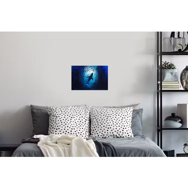 Walvis - Vissen - Donkerblauw Muursticker klein -slaapkamer