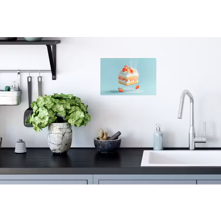Slagroom - Taart - Blauw - Eten Muursticker klein -keuken