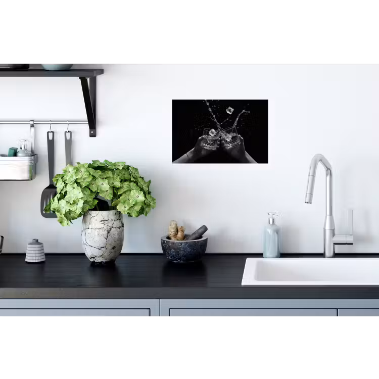 Whickyglazen - Ijs - Spetters - Zwart Muursticker klein -keuken