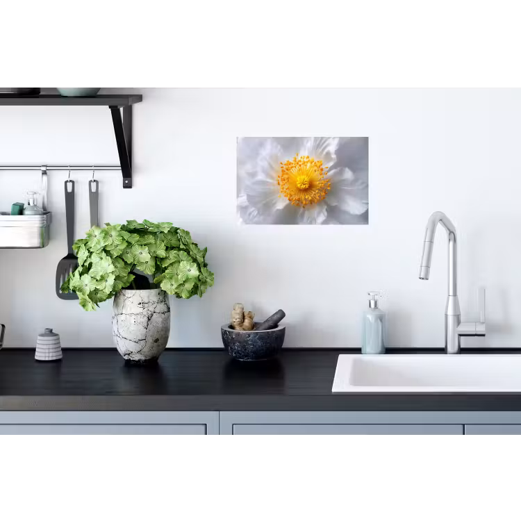 Wit - Bloem - Elegant Muursticker klein -keuken