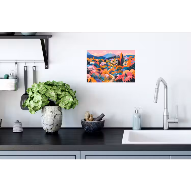 Witte bergtop - Modern - Kleurrijk Muursticker klein -keuken