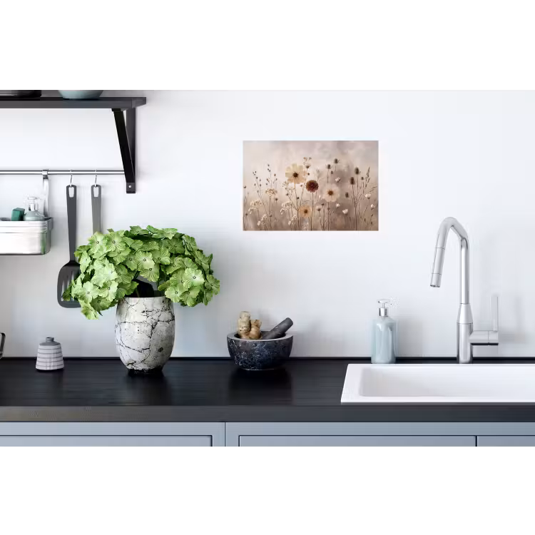 Wilde bloemen - Botanisch - Vintage - Natuur - Rustiek Muursticker klein -keuken
