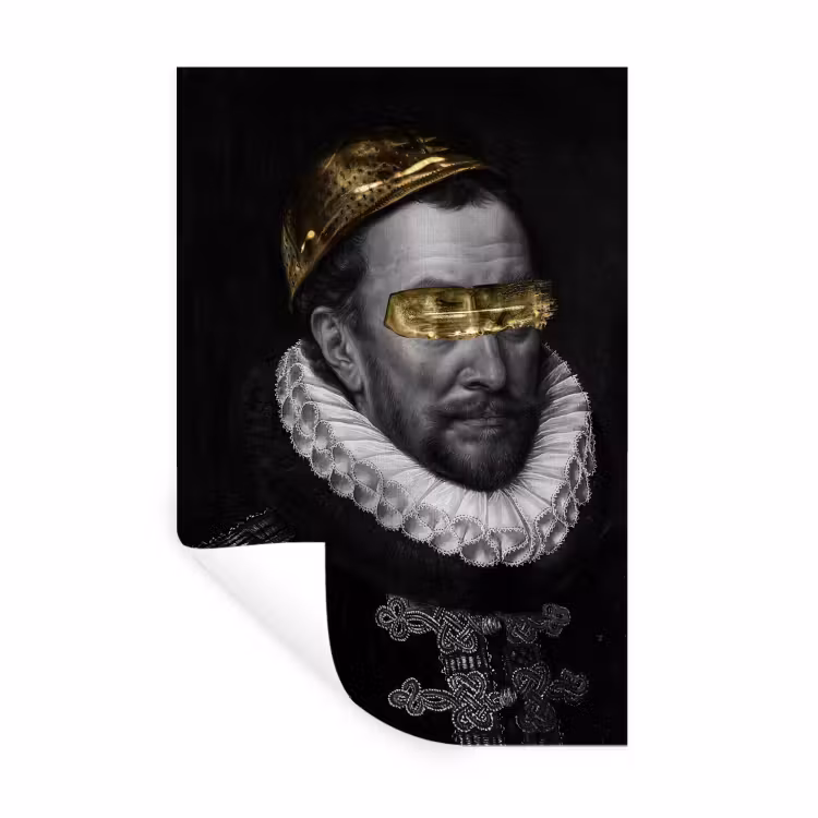 Willem van Oranje - Adriaen Thomasz - Zwart - Wit Muursticker klein -3d
