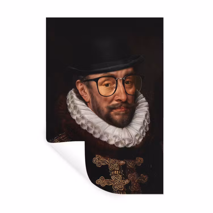 Willem van Oranje - Adriaen Thomasz - Bril Muursticker klein -3d