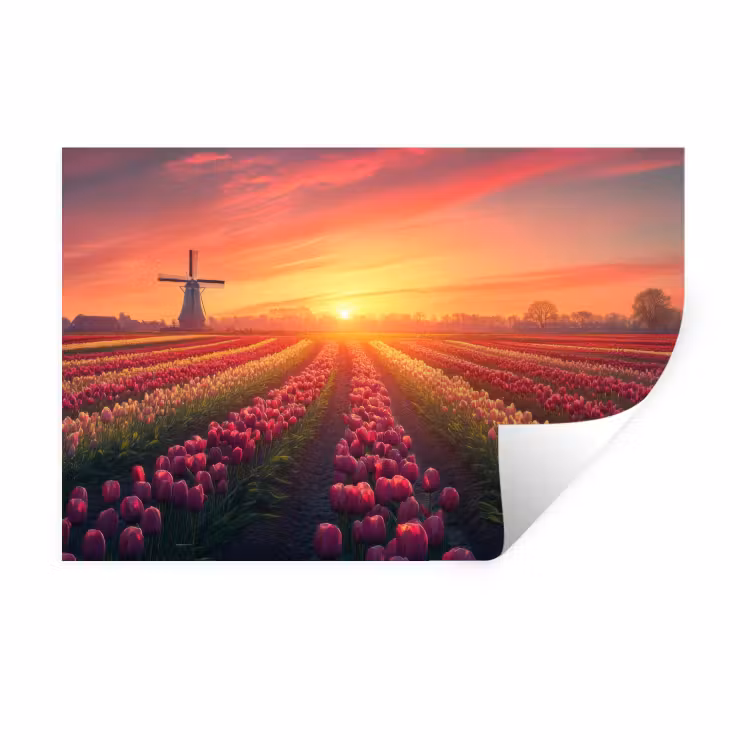 Windmolen - Zonsondergang - Landschap Muursticker klein -3d