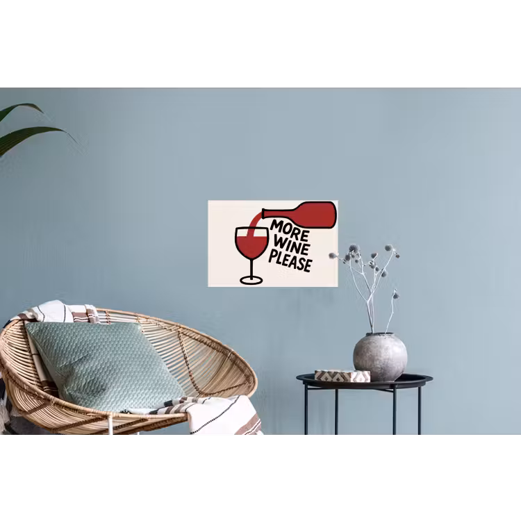 Wijnfles - Quote - Rood - Glas Muursticker klein -plant