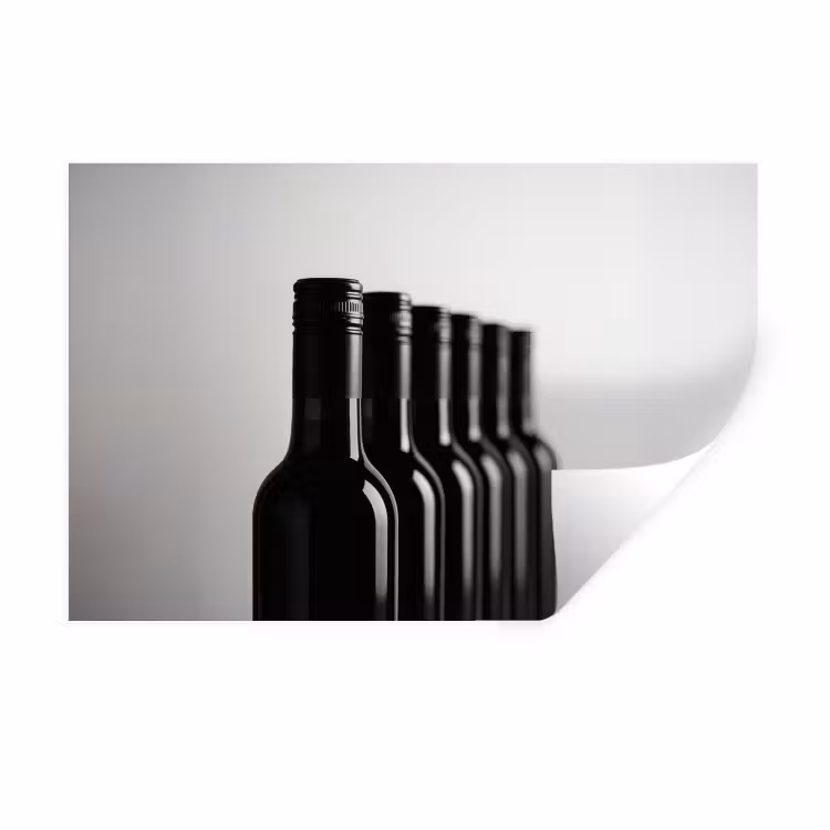 Wijnflessen - Zwart - Minimalistisch Muursticker klein -3d