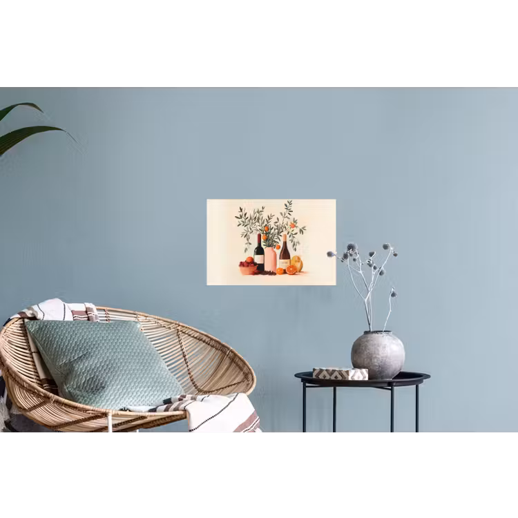 Wijnflessen - Takken - Sinaasappels Muursticker klein -plant