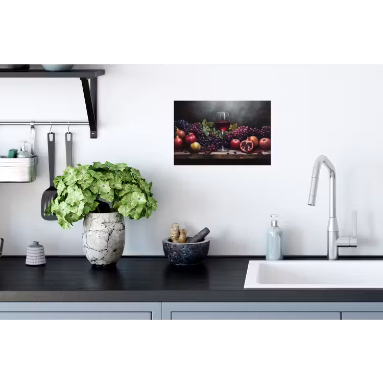Wijn - Fruit - Stilleven Muursticker klein -keuken