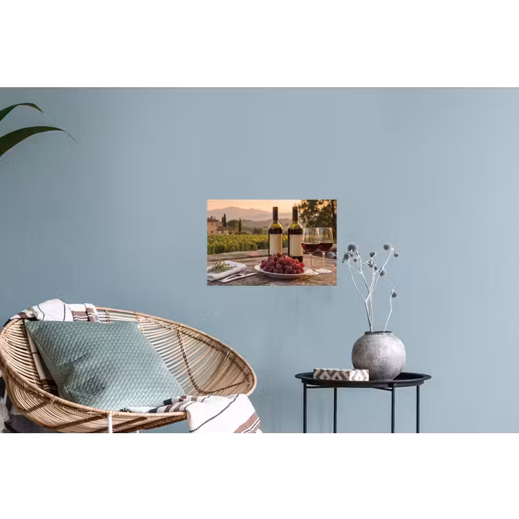 Wijn - Glazen - Druiven - Wijngaard Muursticker klein -plant
