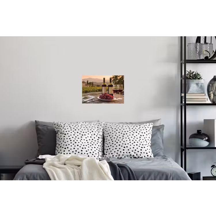 Wijn - Glazen - Druiven - Wijngaard Muursticker klein -slaapkamer