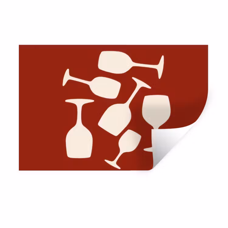 Wijnglazen - Silhouetten - Wit Muursticker klein -3d