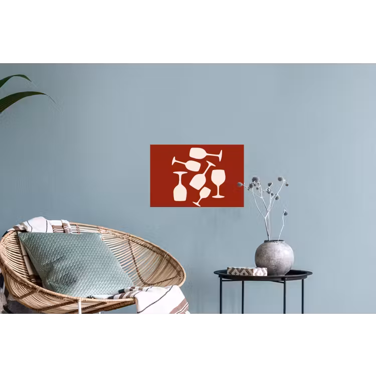 Wijnglazen - Silhouetten - Wit Muursticker klein -plant