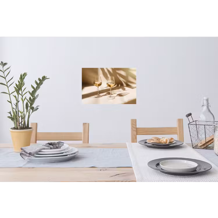 Wijn - Wijnglazen - Wit Muursticker klein -eettafel