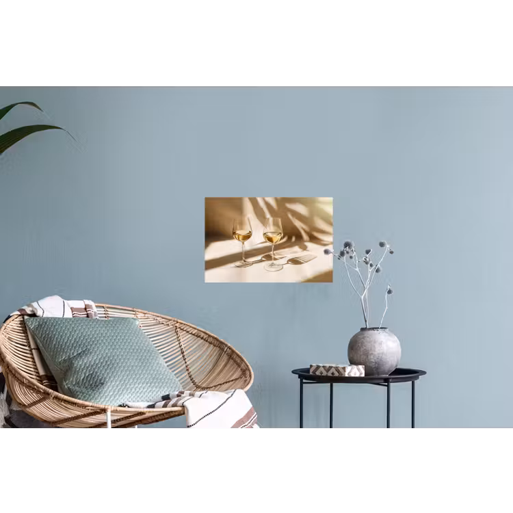 Wijn - Wijnglazen - Wit Muursticker klein -plant