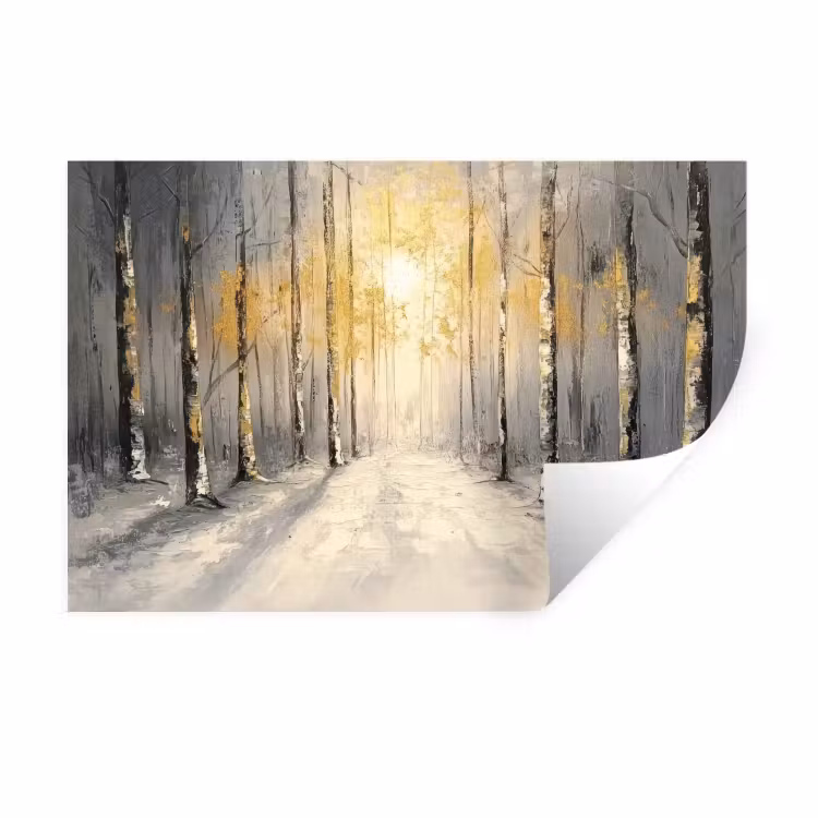 Winter - Abstract - Sneeuw - Natuur - Zon Muursticker klein -3d