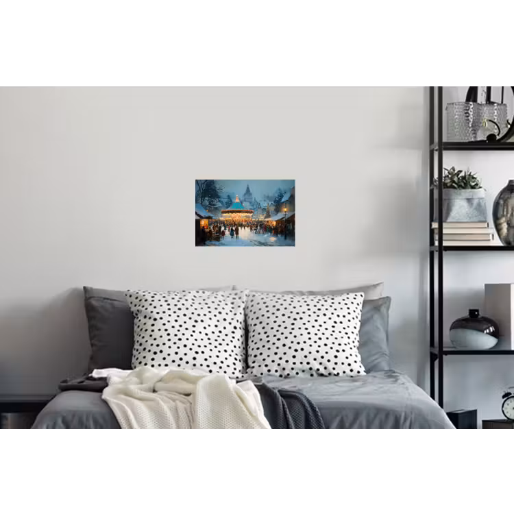 Winterkermis - Dorp - Kleurrijk Muursticker klein -slaapkamer