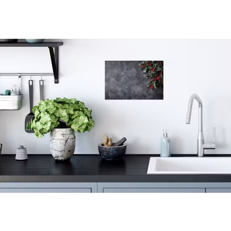 Winter - Hulst - Kerst - Beton Muursticker klein -keuken