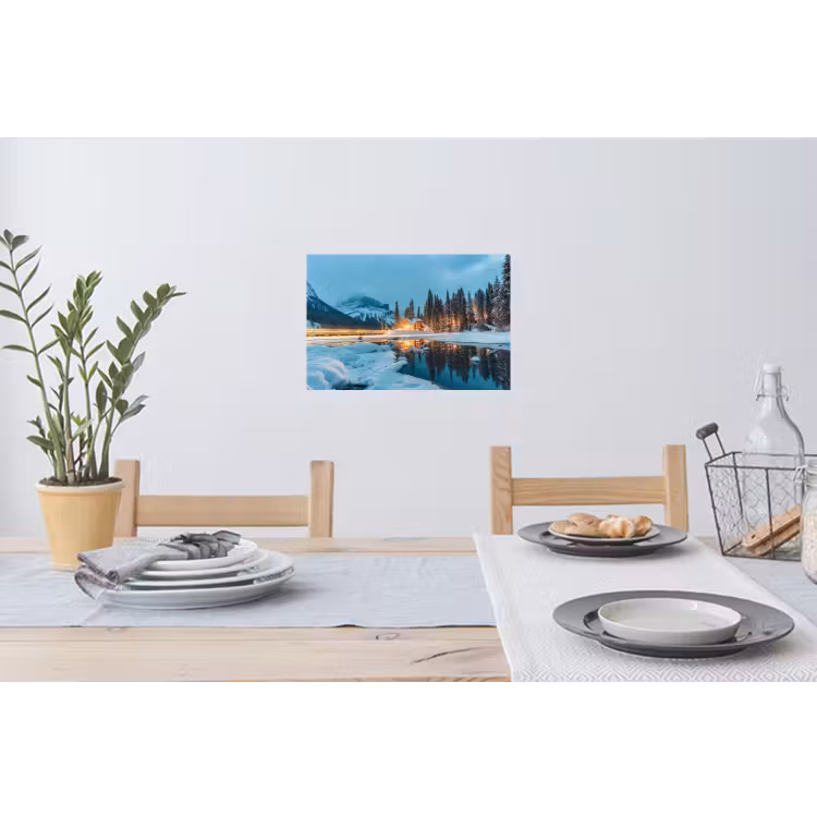 Winterlandschap - Natuur - Huis - Bergen - Sneeuw Muursticker klein -eettafel