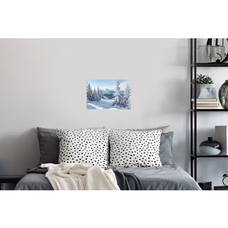 Winterlandschap - Natuur - Berg - Bomen - Sneeuw Muursticker klein -slaapkamer