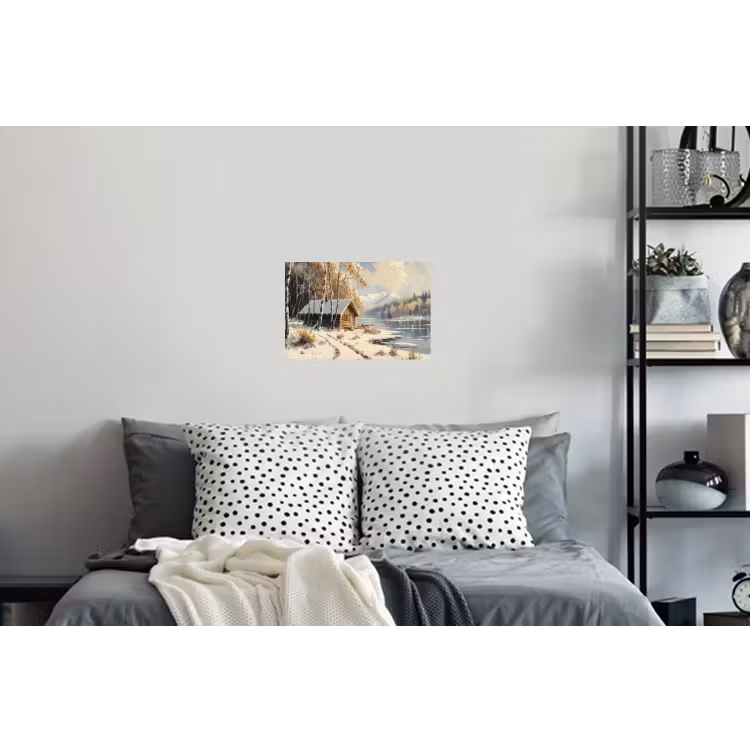 Winter - Sneeuw - Huis - Natuur Muursticker klein -slaapkamer