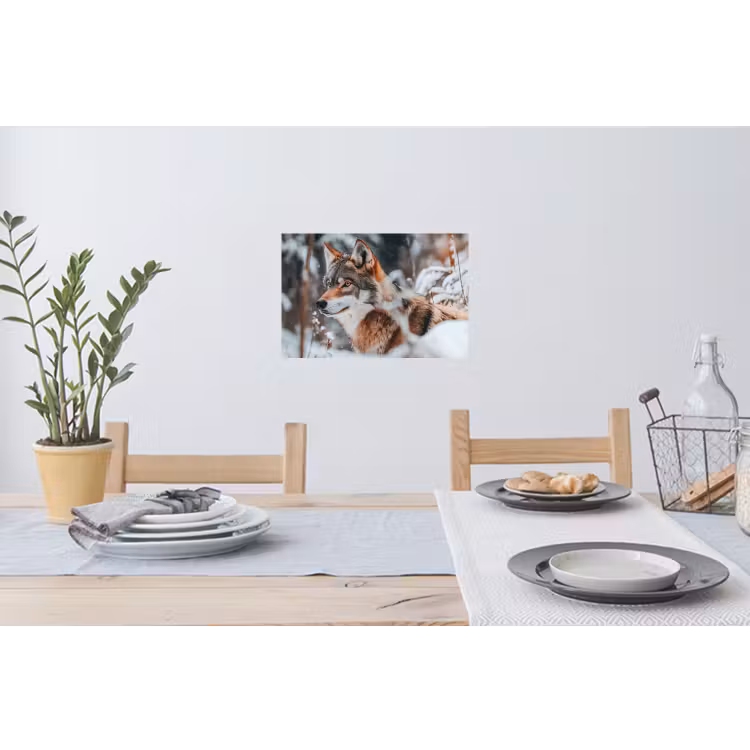 Wolf - Sneeuw - Winter - Dieren - Natuur - Sneeuw Muursticker klein -eettafel