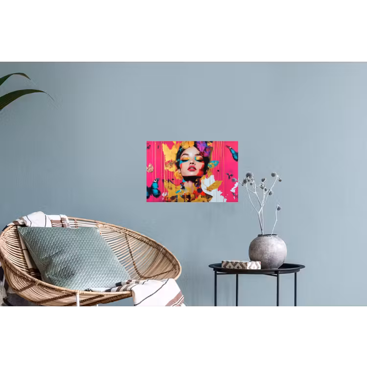 Vrouw - Abstract - Kleurrijk Muursticker klein -plant