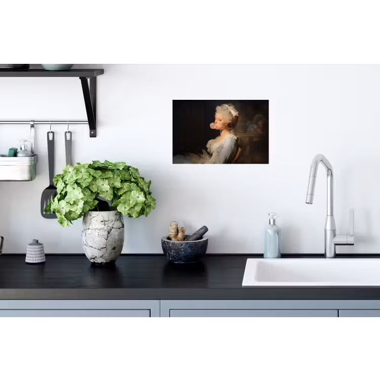 Vrouw - Barokjurk - Kauwgom Muursticker klein -keuken