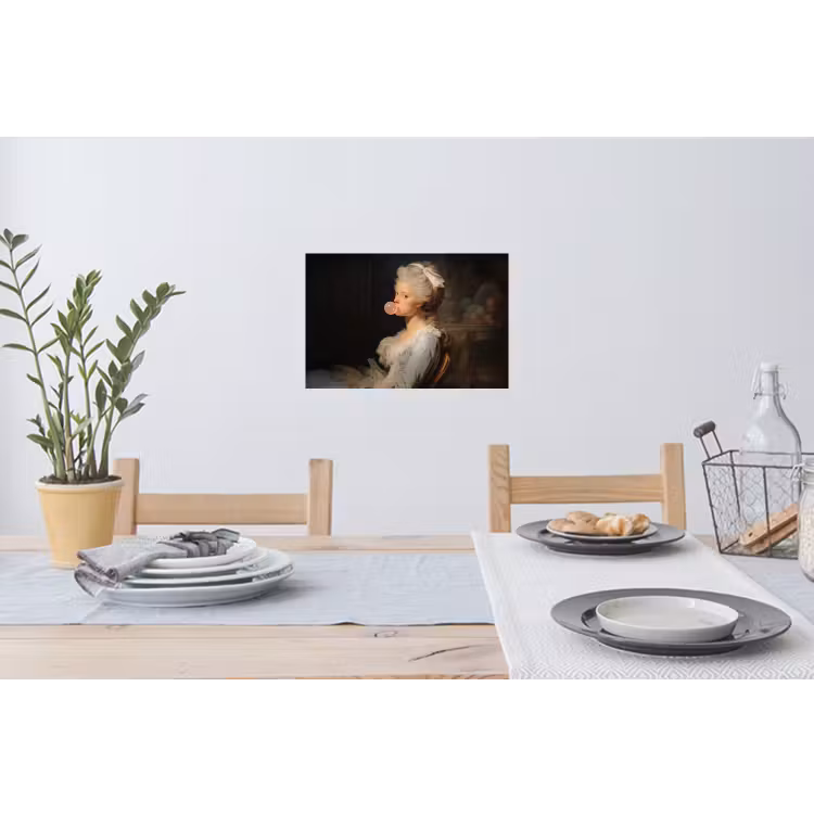 Vrouw - Barokjurk - Kauwgom Muursticker klein -eettafel